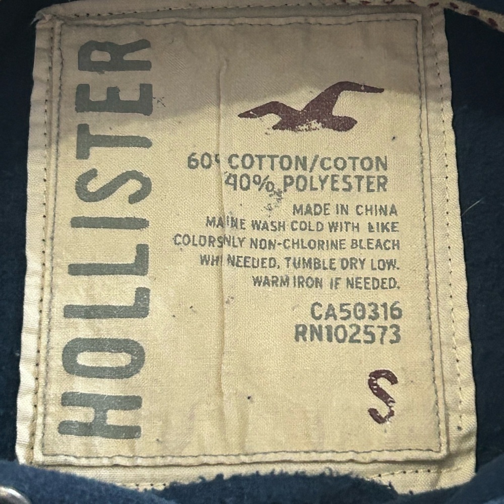 VTG Y2K Hollister 1922 Pullover Hoodie Blue Sweatshirt Kangaroo Pockets Small - Picture 5 of 7